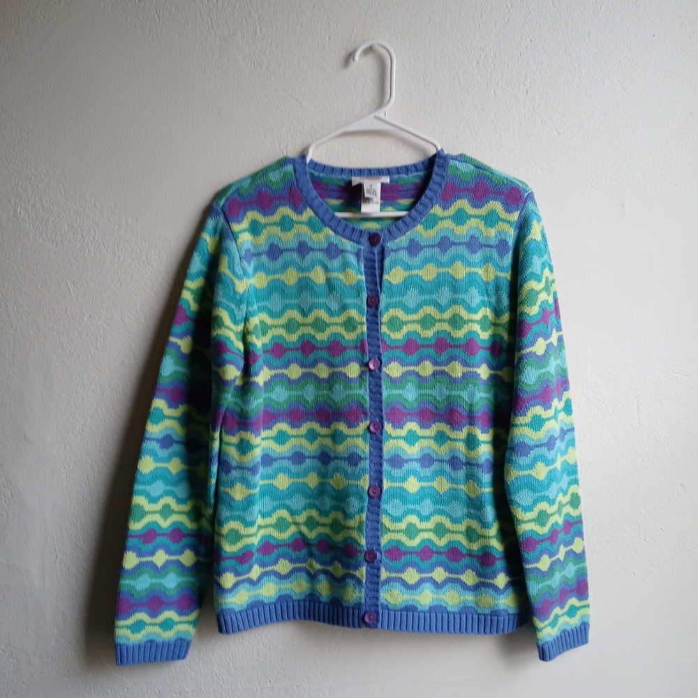 Talbots Funky Knitted Button-up Sweater